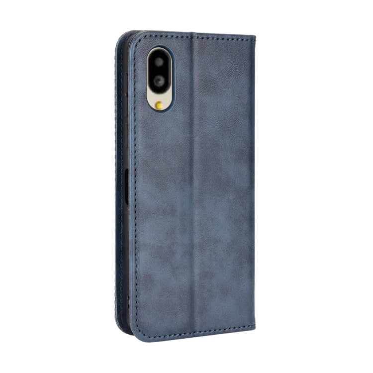 For Sharp Simple Sumaho 6 Magnetic Buckle Retro Texture Leather Phone Case
