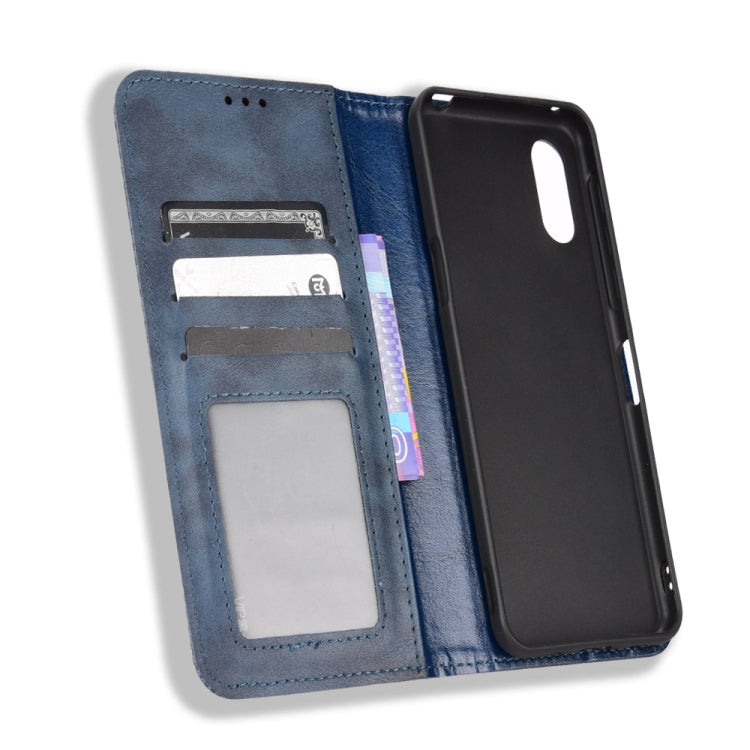 For Sharp Simple Sumaho 6 Magnetic Buckle Retro Texture Leather Phone Case