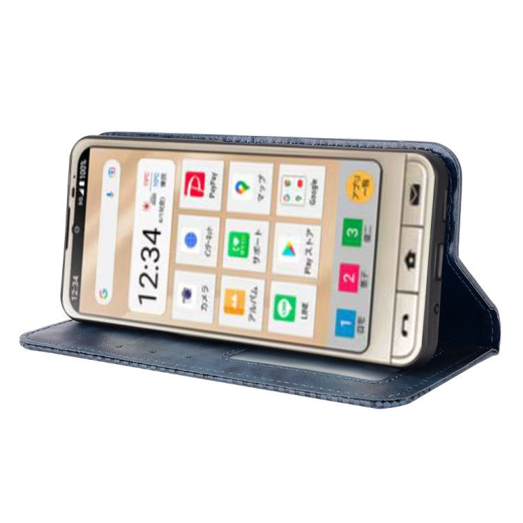 For Sharp Simple Sumaho 6 Magnetic Buckle Retro Texture Leather Phone Case