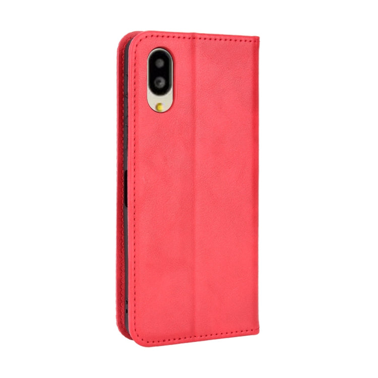 For Sharp Simple Sumaho 6 Magnetic Buckle Retro Texture Leather Phone Case