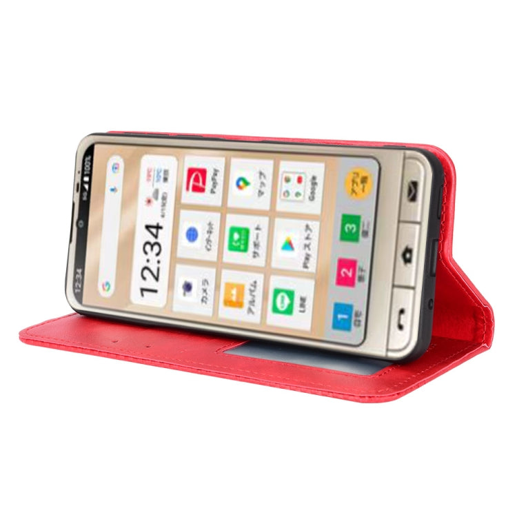 For Sharp Simple Sumaho 6 Magnetic Buckle Retro Texture Leather Phone Case