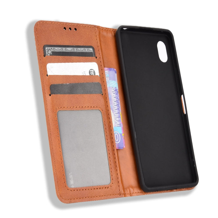 For Sony Xperia Ace III Magnetic Buckle Retro Texture Leather Phone Case