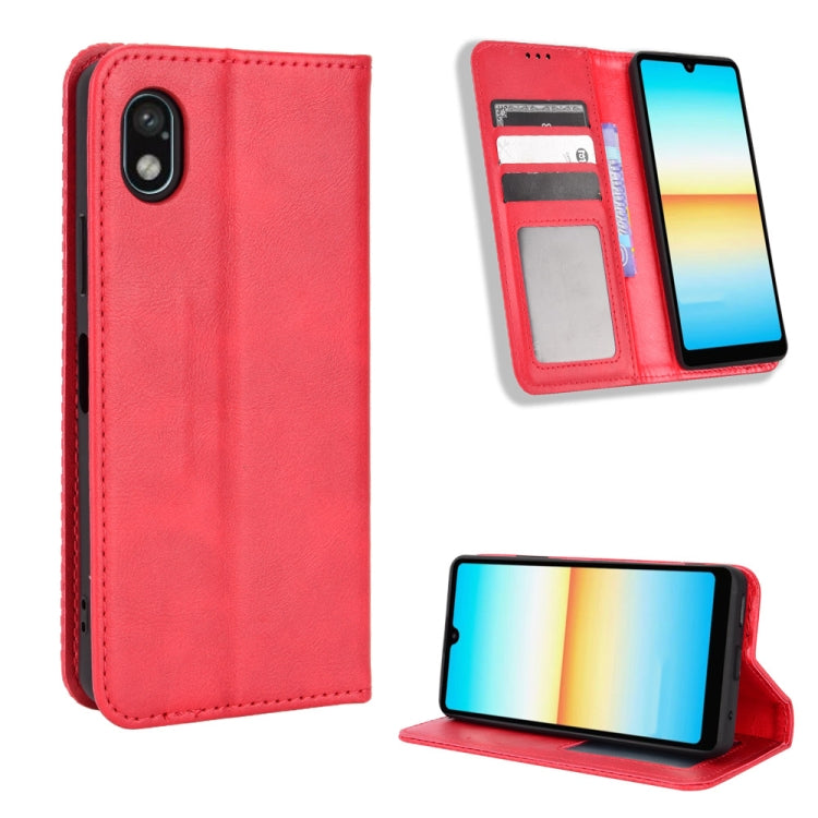 For Sony Xperia Ace III Magnetic Buckle Retro Texture Leather Phone Case