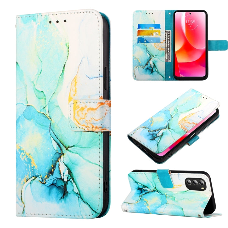 For Motorola Moto G 5G 2022 PT003 Marble Pattern Flip Leather Phone Case