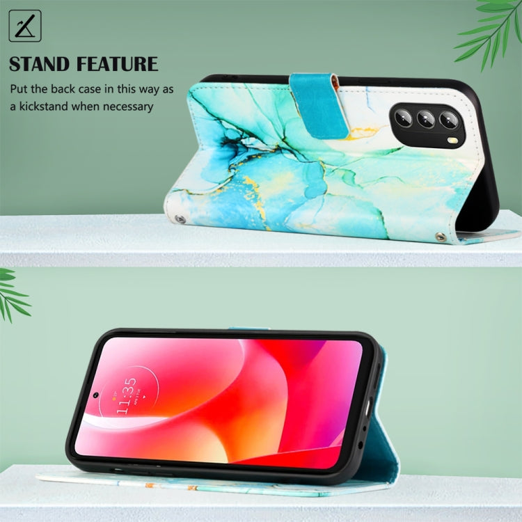 For Motorola Moto G 5G 2022 PT003 Marble Pattern Flip Leather Phone Case