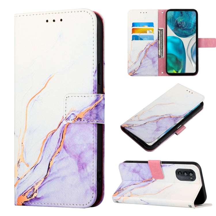 For Motorola Moto G52 PT003 Marble Pattern Flip Leather Phone Case