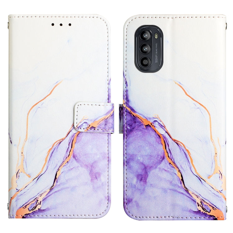 For Motorola Moto G52 PT003 Marble Pattern Flip Leather Phone Case