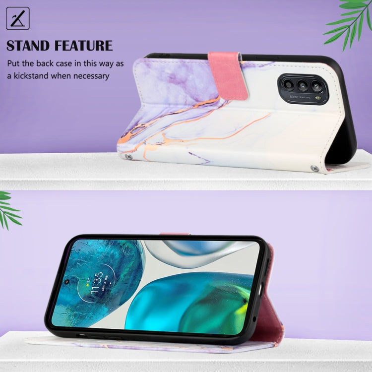For Motorola Moto G52 PT003 Marble Pattern Flip Leather Phone Case