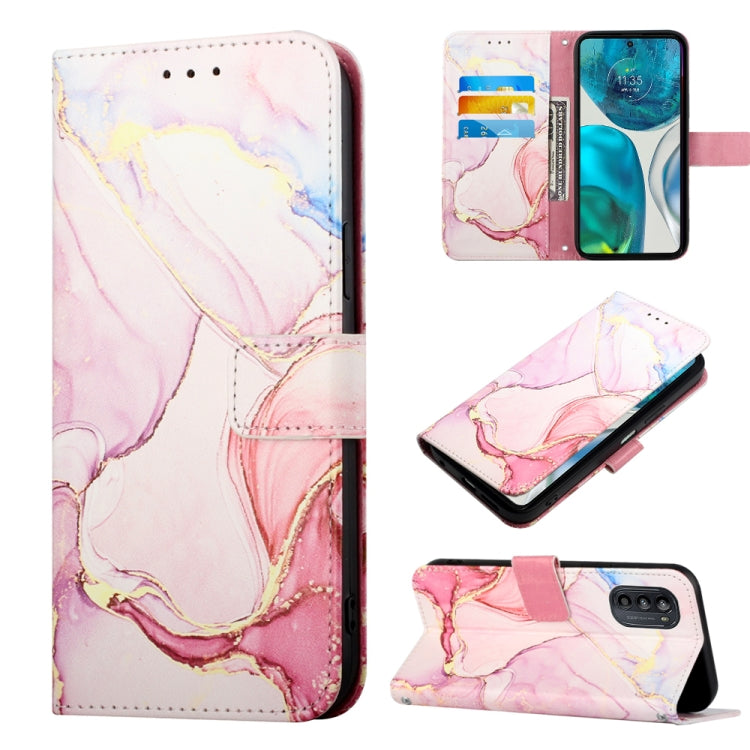 For Motorola Moto G52 PT003 Marble Pattern Flip Leather Phone Case