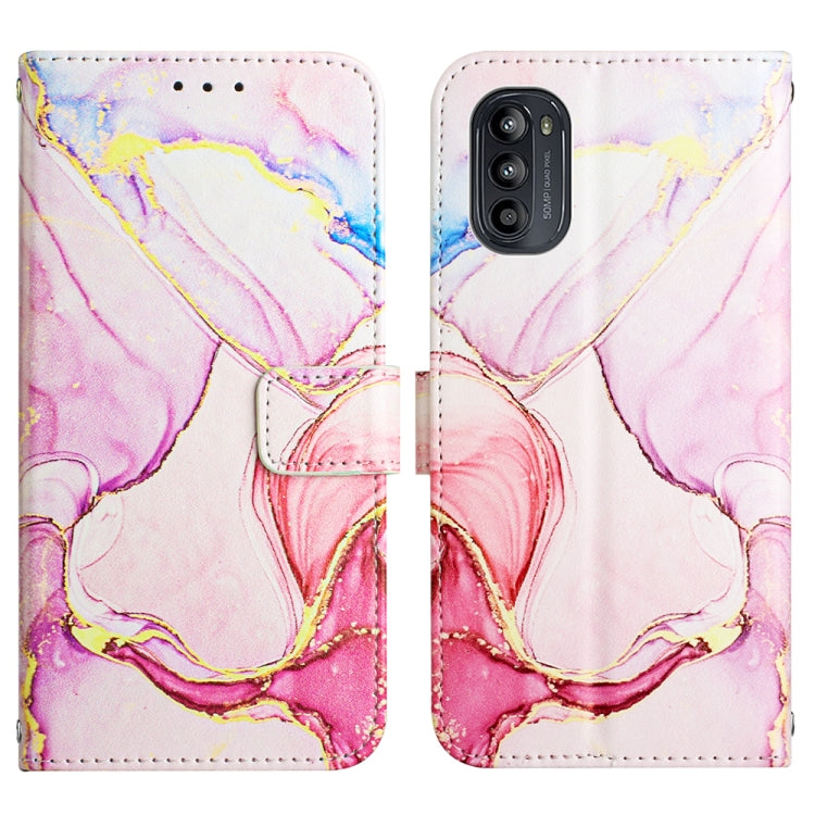 For Motorola Moto G52 PT003 Marble Pattern Flip Leather Phone Case