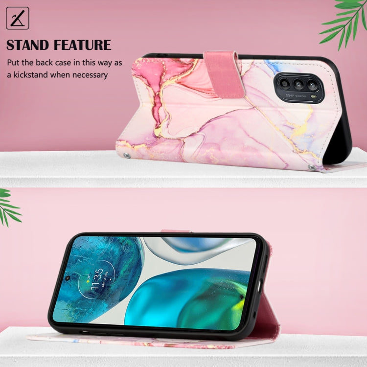 For Motorola Moto G52 PT003 Marble Pattern Flip Leather Phone Case