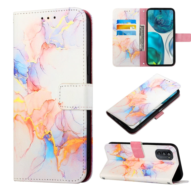 For Motorola Moto G52 PT003 Marble Pattern Flip Leather Phone Case