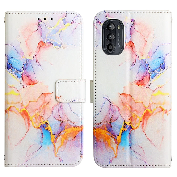 For Motorola Moto G52 PT003 Marble Pattern Flip Leather Phone Case