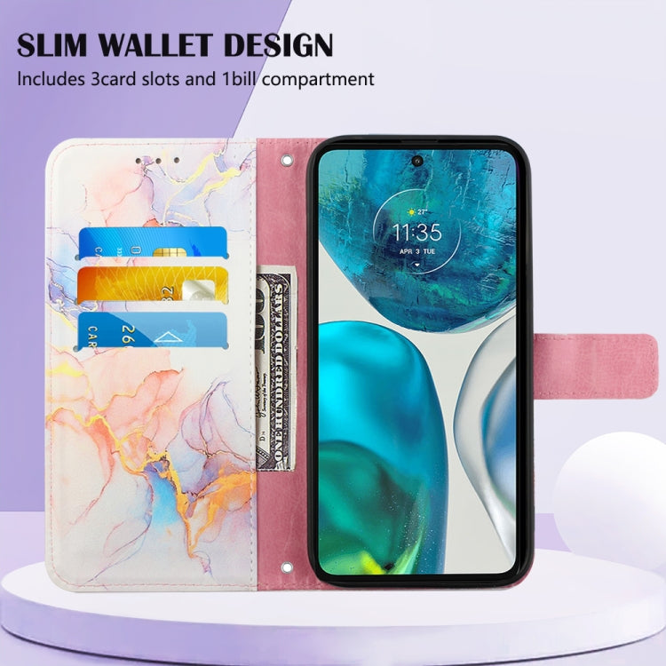 For Motorola Moto G52 PT003 Marble Pattern Flip Leather Phone Case
