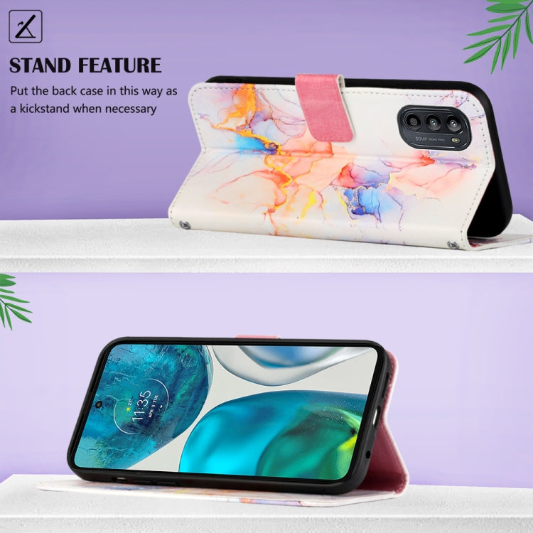 For Motorola Moto G52 PT003 Marble Pattern Flip Leather Phone Case