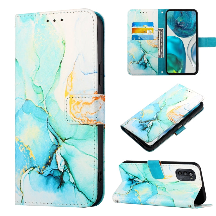 For Motorola Moto G52 PT003 Marble Pattern Flip Leather Phone Case