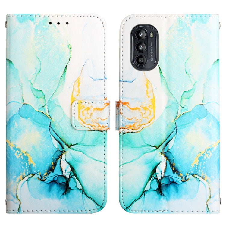 For Motorola Moto G52 PT003 Marble Pattern Flip Leather Phone Case