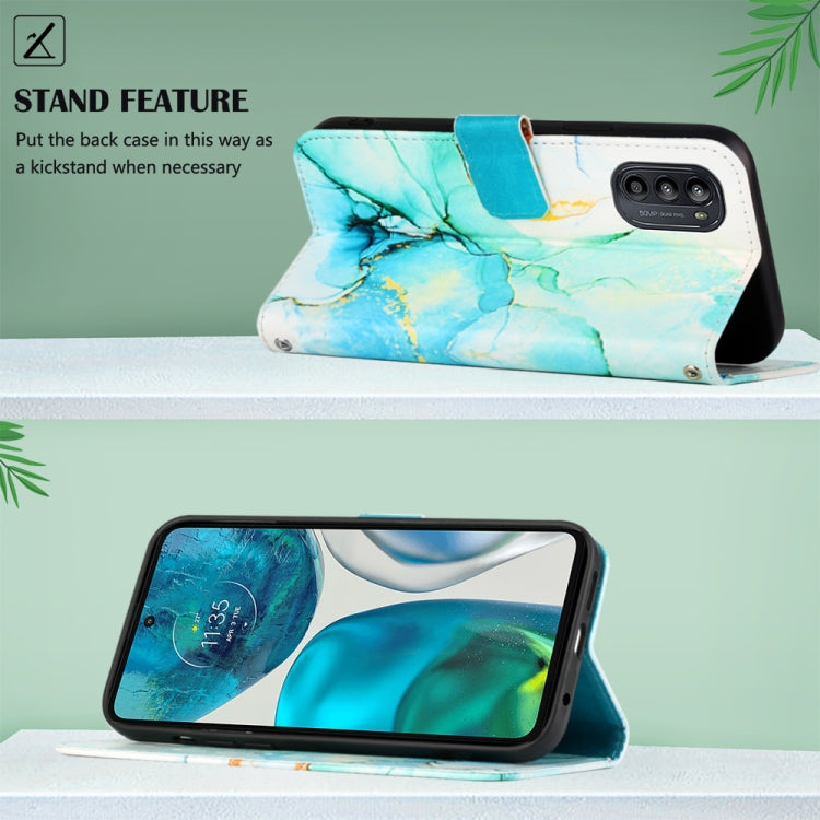 For Motorola Moto G52 PT003 Marble Pattern Flip Leather Phone Case