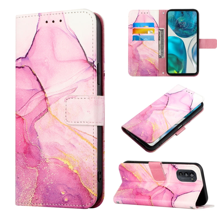 For Motorola Moto G52 PT003 Marble Pattern Flip Leather Phone Case