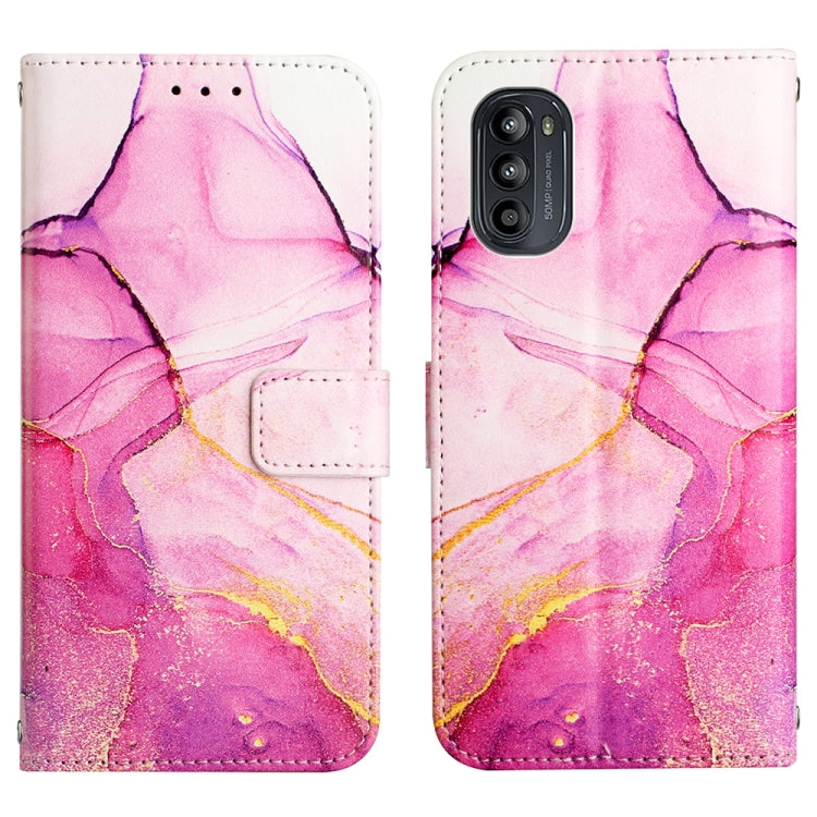 For Motorola Moto G52 PT003 Marble Pattern Flip Leather Phone Case