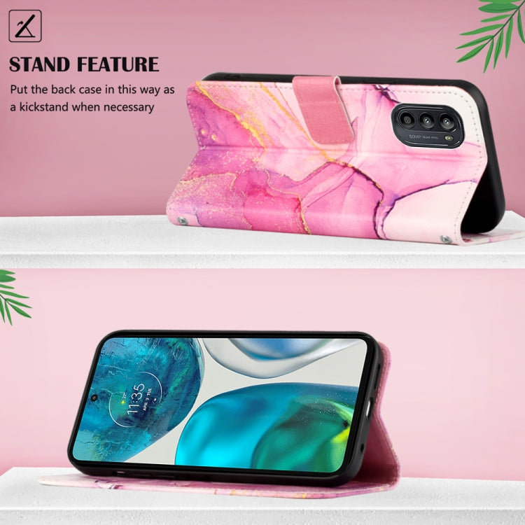 For Motorola Moto G52 PT003 Marble Pattern Flip Leather Phone Case