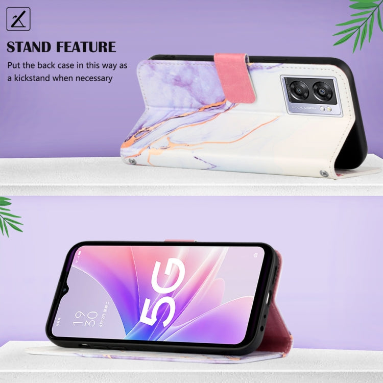 For OPPO A57 5G 2022 PT003 Marble Pattern Flip Leather Phone Case