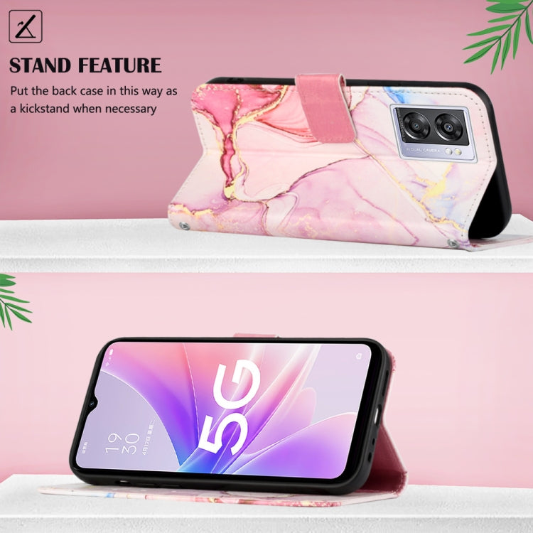 For OPPO A57 5G 2022 PT003 Marble Pattern Flip Leather Phone Case