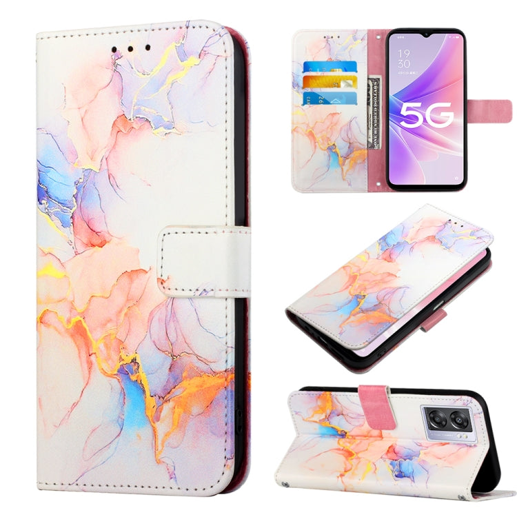 For OPPO A57 5G 2022 PT003 Marble Pattern Flip Leather Phone Case