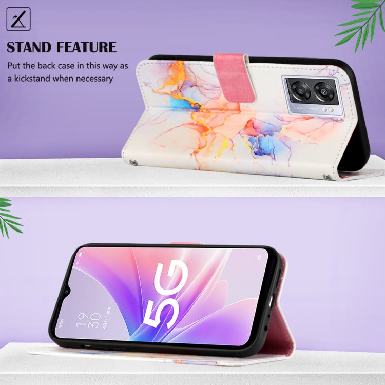 For OPPO A57 5G 2022 PT003 Marble Pattern Flip Leather Phone Case