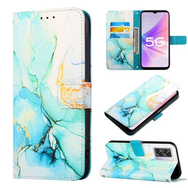 For OPPO A57 5G 2022 PT003 Marble Pattern Flip Leather Phone Case