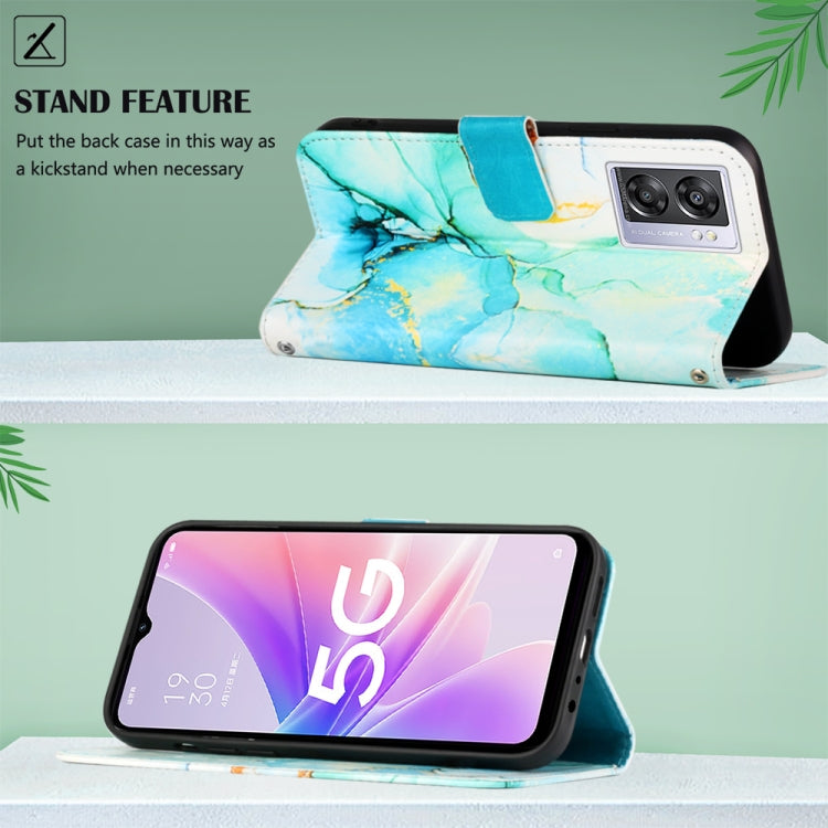 For OPPO A57 5G 2022 PT003 Marble Pattern Flip Leather Phone Case