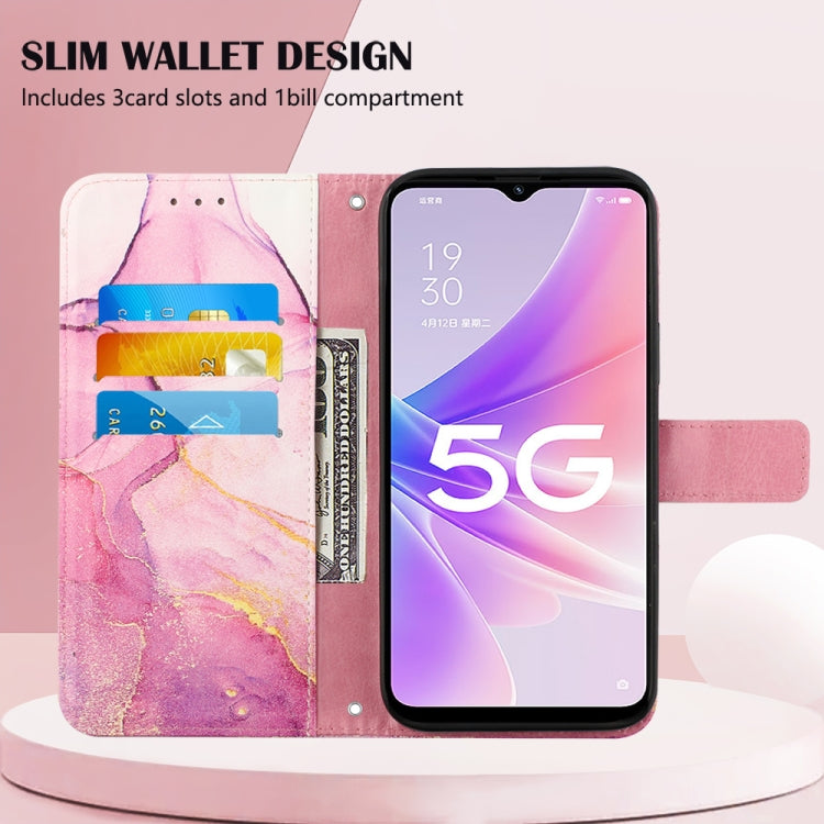 For OPPO A57 5G 2022 PT003 Marble Pattern Flip Leather Phone Case