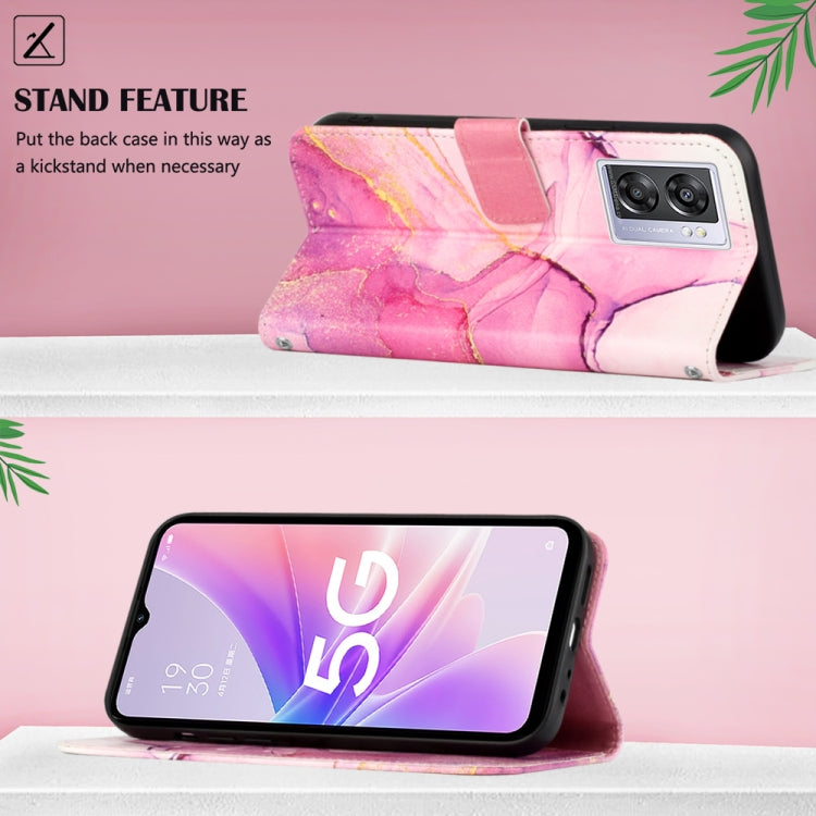 For OPPO A57 5G 2022 PT003 Marble Pattern Flip Leather Phone Case