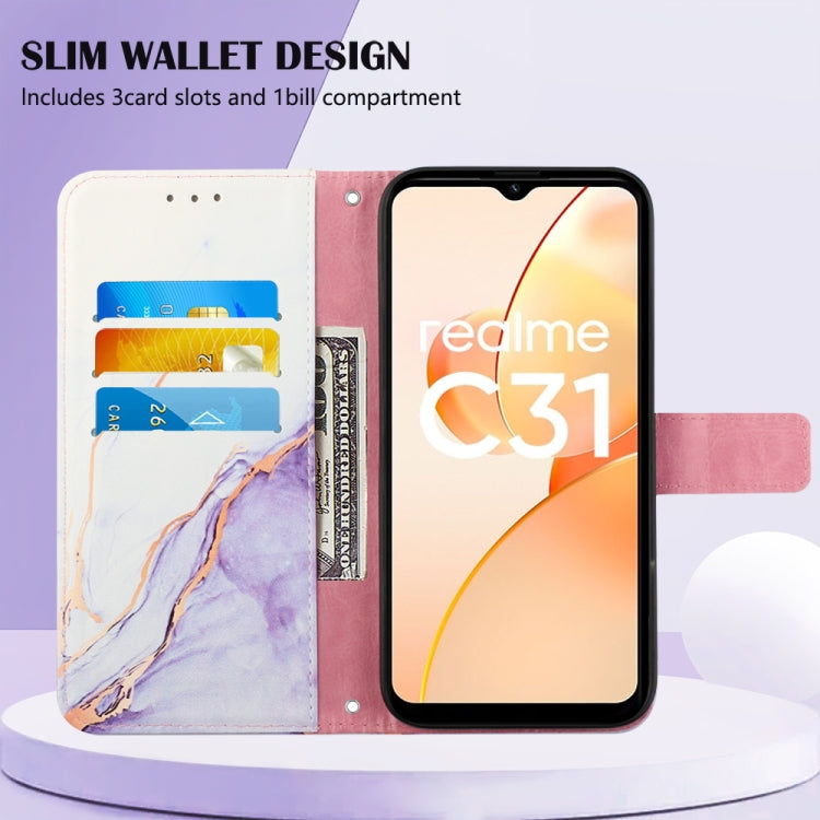 For OPPO Realme C31 4G PT003 Marble Pattern Flip Leather Phone Case
