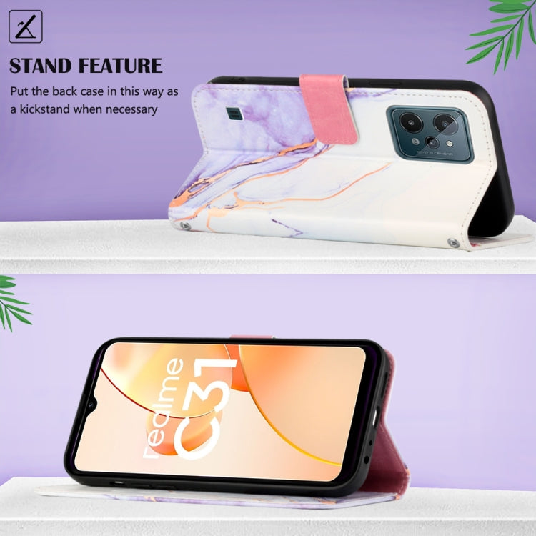 For OPPO Realme C31 4G PT003 Marble Pattern Flip Leather Phone Case