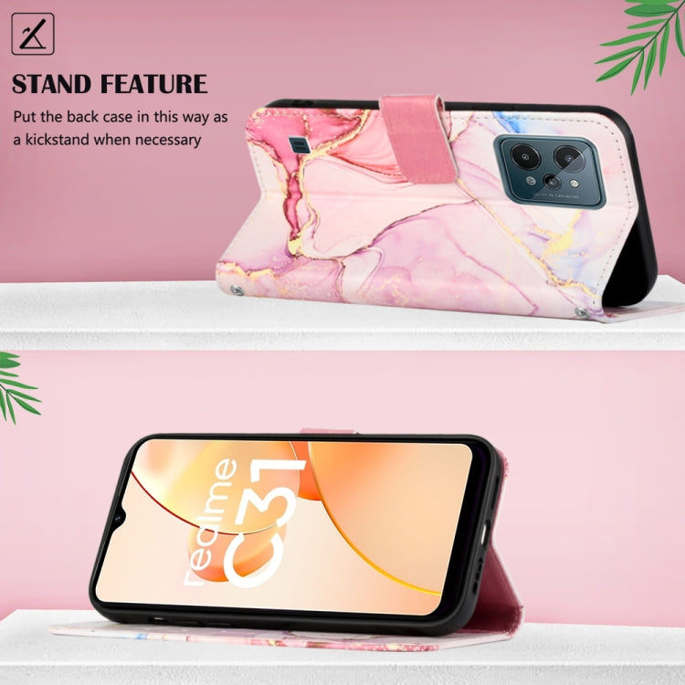For OPPO Realme C31 4G PT003 Marble Pattern Flip Leather Phone Case