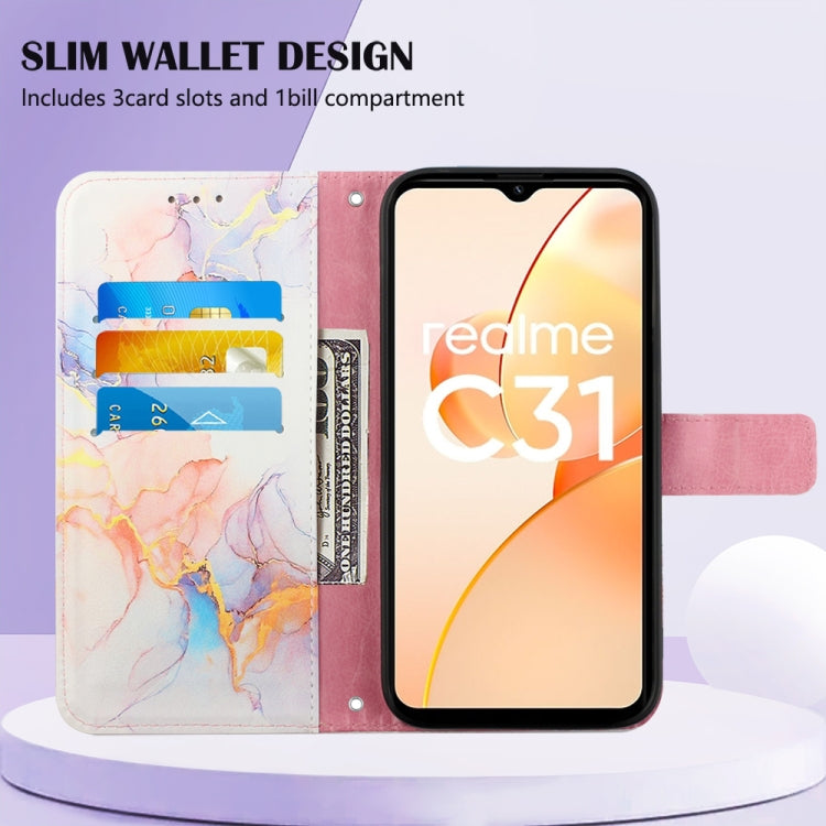 For OPPO Realme C31 4G PT003 Marble Pattern Flip Leather Phone Case