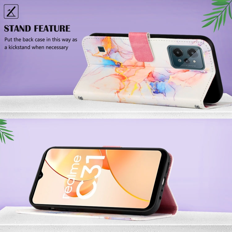 For OPPO Realme C31 4G PT003 Marble Pattern Flip Leather Phone Case