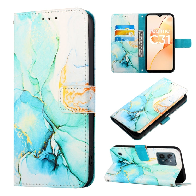 For OPPO Realme C31 4G PT003 Marble Pattern Flip Leather Phone Case