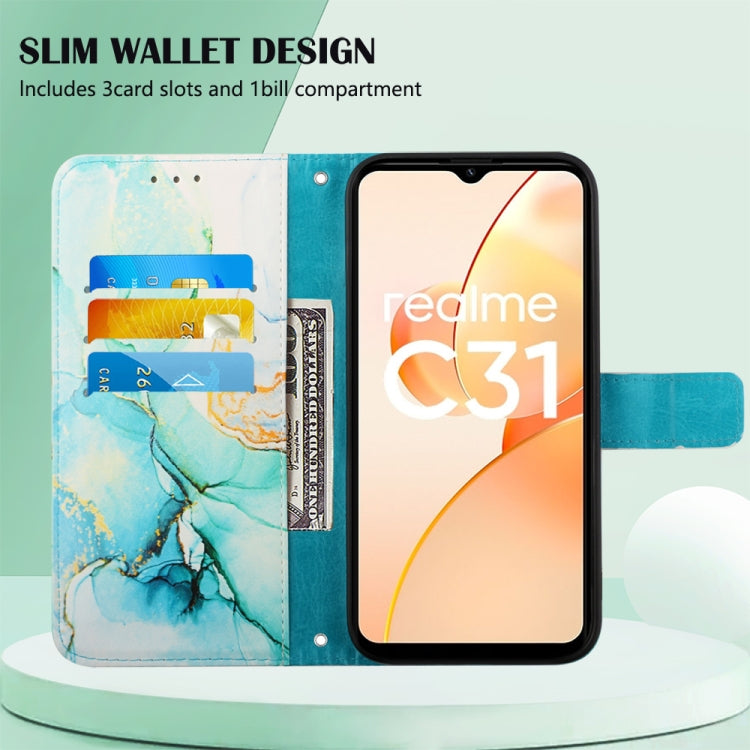 For OPPO Realme C31 4G PT003 Marble Pattern Flip Leather Phone Case