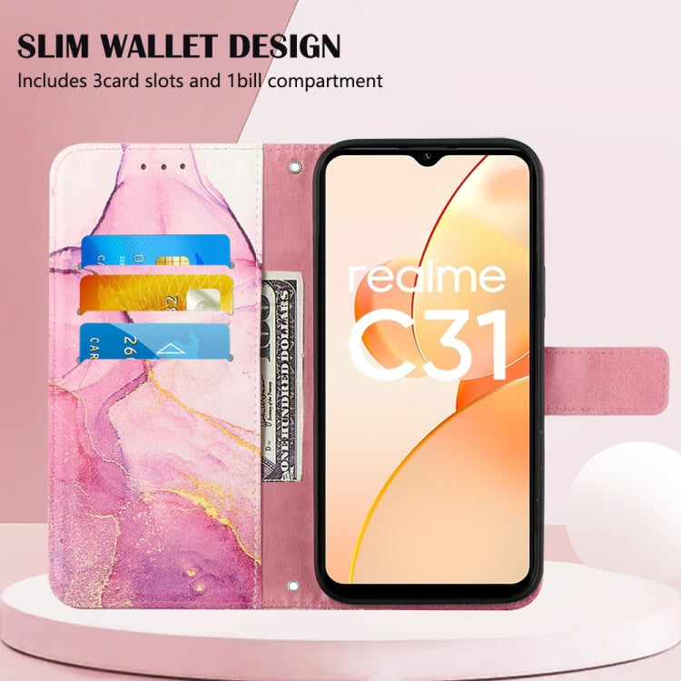 For OPPO Realme C31 4G PT003 Marble Pattern Flip Leather Phone Case