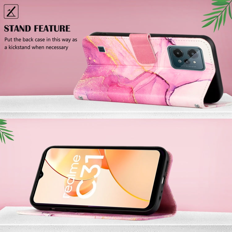 For OPPO Realme C31 4G PT003 Marble Pattern Flip Leather Phone Case