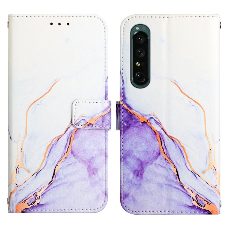 For Sony Xperia 1 IV PT003 Marble Pattern Flip Leather Phone Case