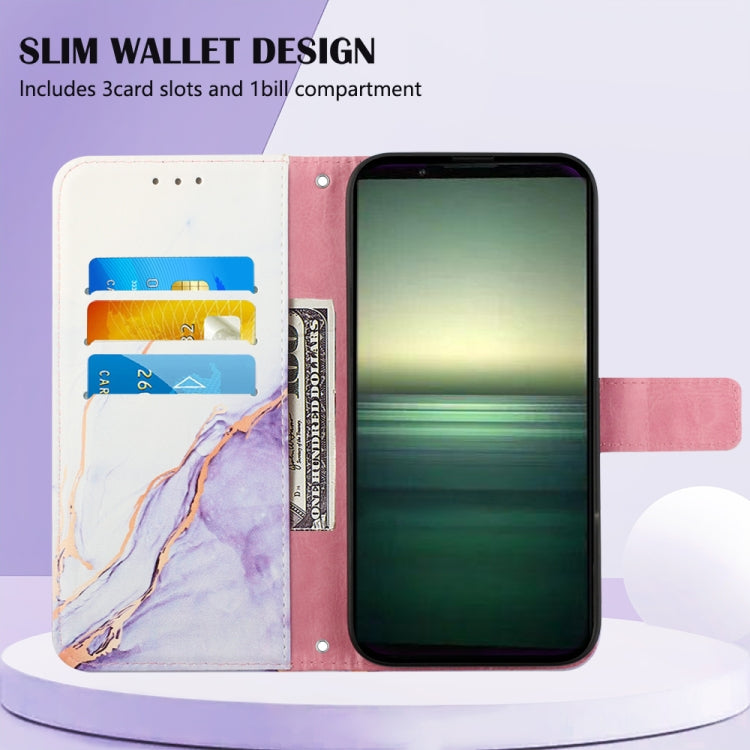 For Sony Xperia 1 IV PT003 Marble Pattern Flip Leather Phone Case