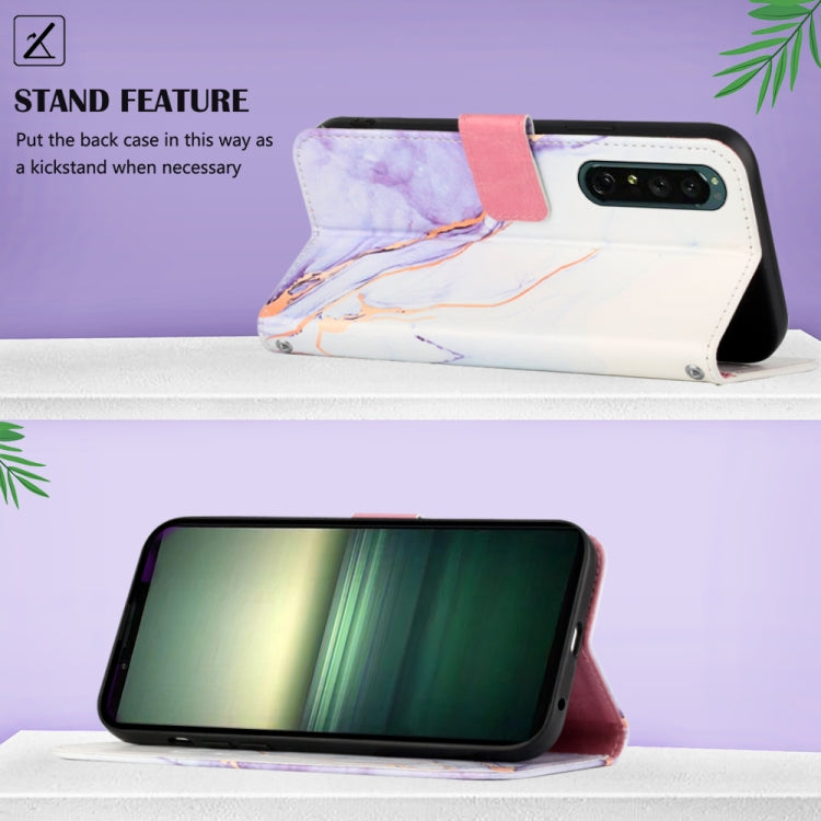 For Sony Xperia 1 IV PT003 Marble Pattern Flip Leather Phone Case