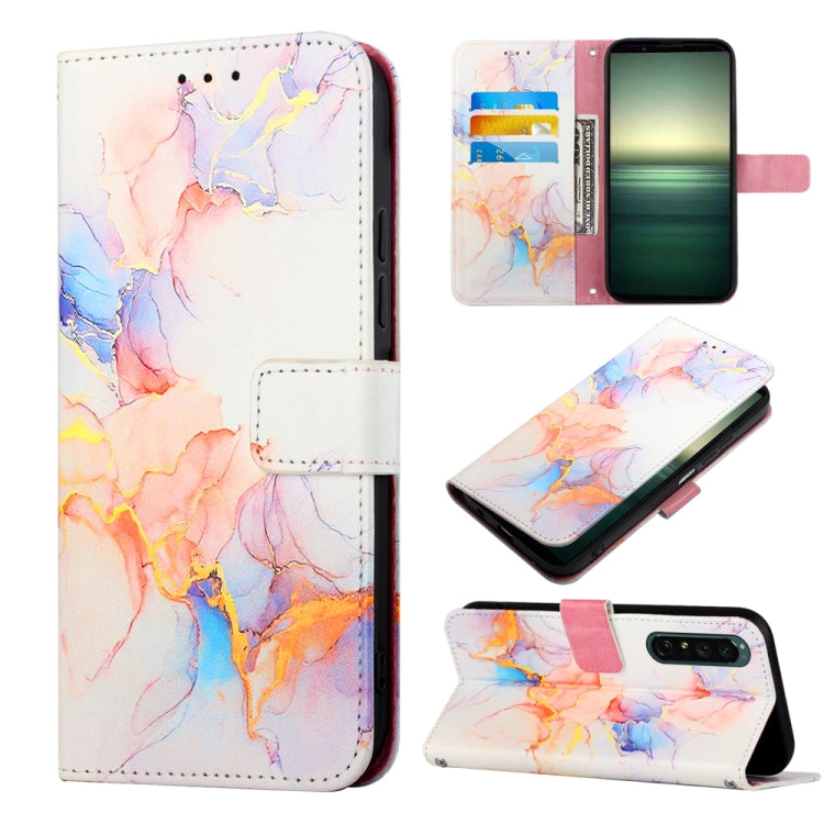 For Sony Xperia 1 IV PT003 Marble Pattern Flip Leather Phone Case