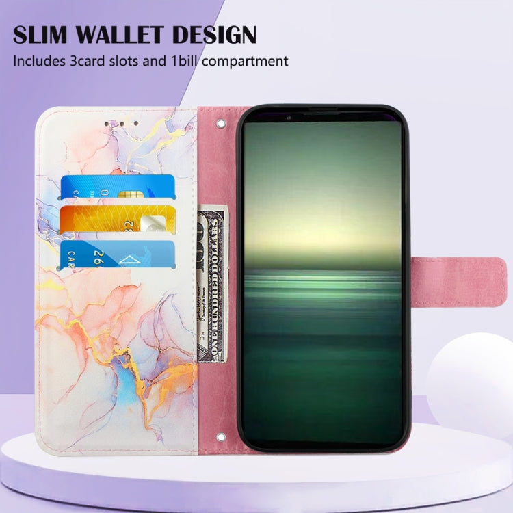 For Sony Xperia 1 IV PT003 Marble Pattern Flip Leather Phone Case