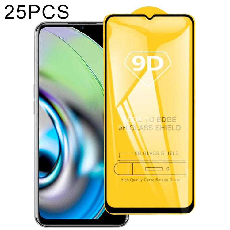 25 PCS 9D Full Glue Screen Tempered Glass Film For OPPO Realme V23