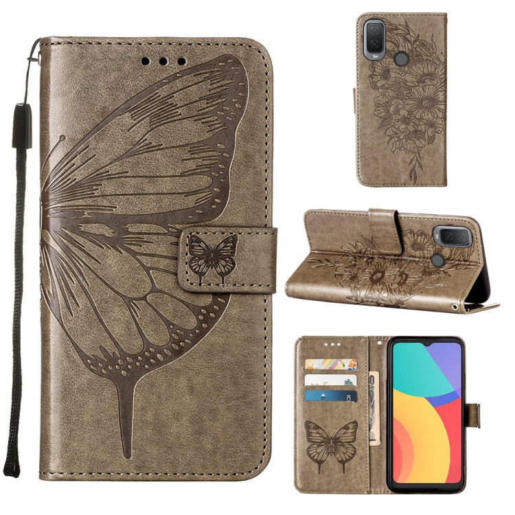 For Alcatel 1L 2021 Embossed Butterfly Leather Phone Case