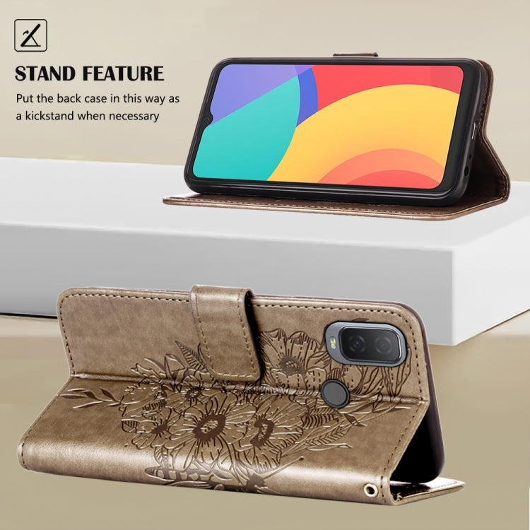 For Alcatel 1L 2021 Embossed Butterfly Leather Phone Case